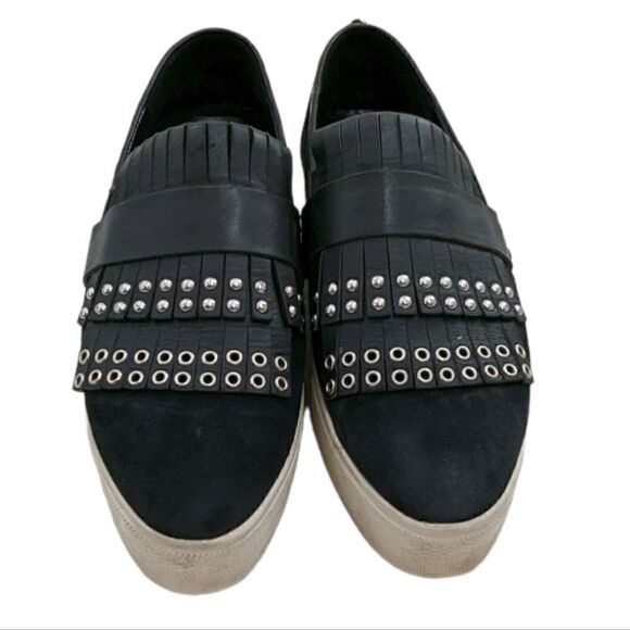 Pedder Red studded fringe platform slip-on loafers with rubber sole size 6.5 - Picture 1 of 8